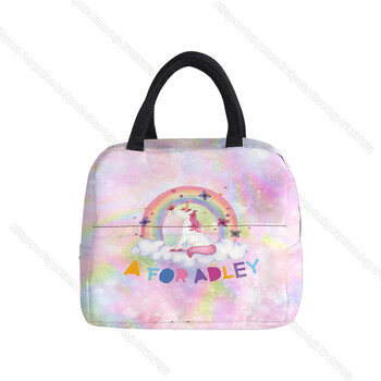 A for Adley Unicorn Термоизолирана кутия за обяд Rainbow Tote Cooler Ръчна чанта Bento Pouch Контейнер за вечеря Училищна чанта за съхранение на храна