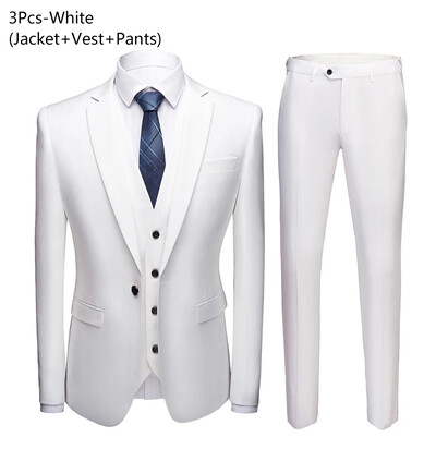 Blazere bărbați Seturi 3 piese Elegante 2 costume Nuntă Jachete de afaceri de lux Veste Pantaloni Paltoane albastre 2023 Formal coreeană