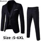 New2025 Seturi de costume de 3 bucăți pentru bărbați de birou formal de afaceri Seturi de blazer supradimensionat + vestă + pantaloni Seturi de bărbați pentru petrecere de seară de nuntă Seturi pentru bărbați S-6XL