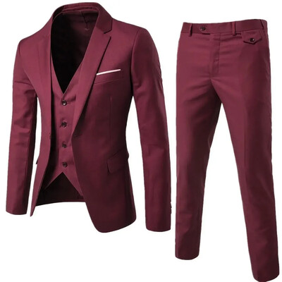 New2025 Seturi de costume de 3 bucăți pentru bărbați de birou formal de afaceri Seturi de blazer supradimensionat + vestă + pantaloni Seturi de bărbați pentru petrecere de seară de nuntă Seturi pentru bărbați S-6XL