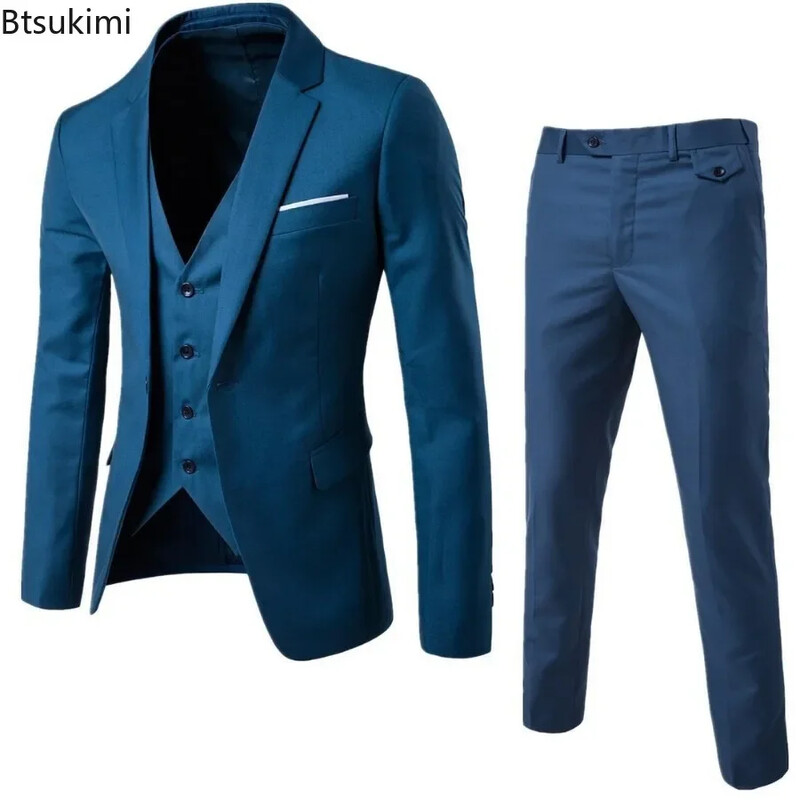 New2025 Seturi de costume de 3 bucăți pentru bărbați de birou formal de afaceri Seturi de blazer supradimensionat + vestă + pantaloni Seturi de bărbați pentru petrecere de seară de nuntă Seturi pentru bărbați S-6XL