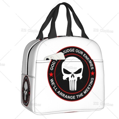 Vintage Skeleton Punishers Skull izolată cutie de prânz geantă termică rezistentă la scurgeri pentru bărbați, femei, copii, excursie de lucru, picnic