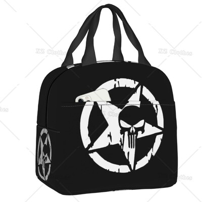Vintage Skeleton Punishers Skull izolată cutie de prânz geantă termică rezistentă la scurgeri pentru bărbați, femei, copii, excursie de lucru, picnic