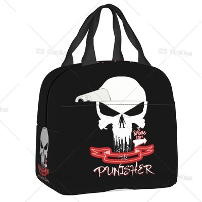 Vintage Skeleton Punishers Skull izolată cutie de prânz geantă termică rezistentă la scurgeri pentru bărbați, femei, copii, excursie de lucru, picnic