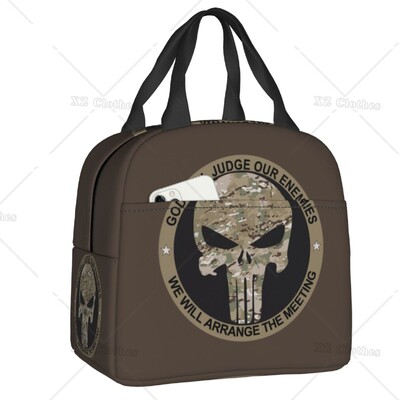 Vintage Skeleton Punishers Skull izolată cutie de prânz geantă termică rezistentă la scurgeri pentru bărbați, femei, copii, excursie de lucru, picnic
