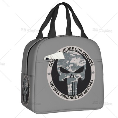 Vintage Skeleton Punishers Skull izolată cutie de prânz geantă termică rezistentă la scurgeri pentru bărbați, femei, copii, excursie de lucru, picnic