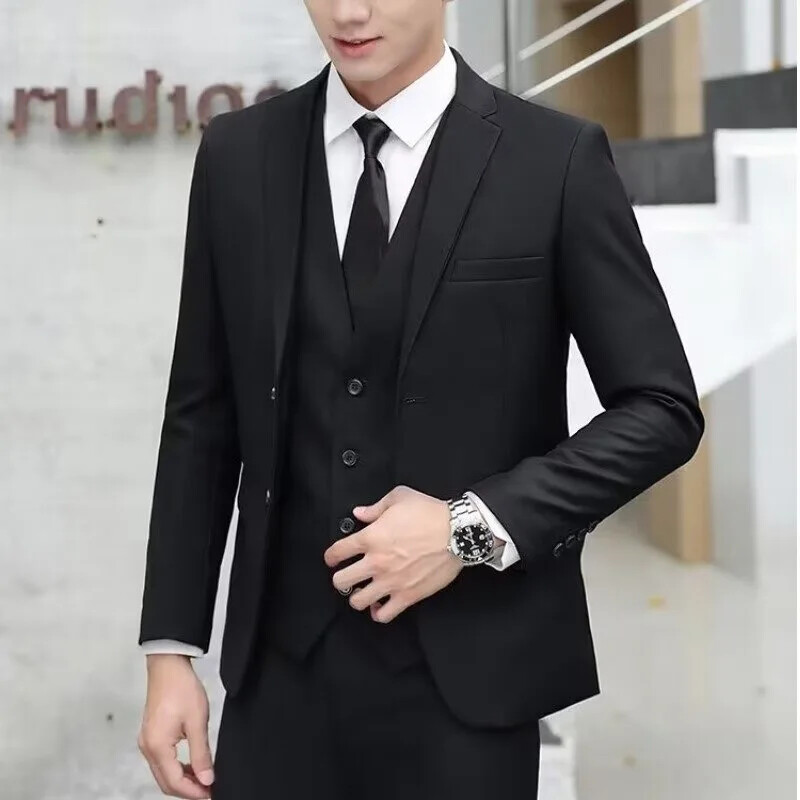 Jachetă de afaceri ocazională pentru domn, în culori uni, pentru slăbire, în două piese, în stil britanic, haine în stil occidental