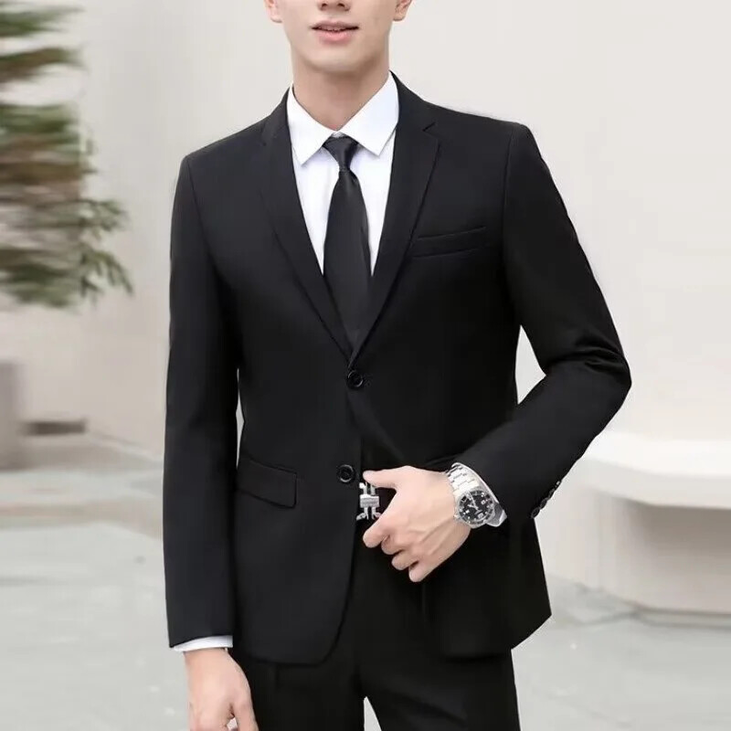 Jachetă de afaceri ocazională pentru domn, în culori uni, pentru slăbire, în două piese, în stil britanic, haine în stil occidental