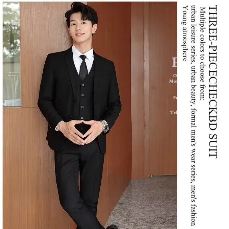 Jachetă de afaceri ocazională pentru domn, în culori uni, pentru slăbire, în două piese, în stil britanic, haine în stil occidental