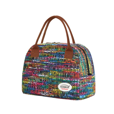 Geantă portabilă de prânz din pânză Aosbos, cu izolare termică, pungi multifuncționale pentru alimente, cutie de prânz pentru picnic, bărbați, femei, copii