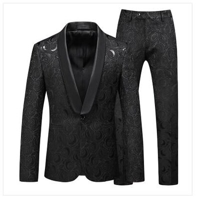 Costum Jacquard Gentleman de ultimă generație Îmbrăcăminte pentru bărbați Roșu Negru Alb Moda de lux pentru bărbați Rochie de nuntă pentru bărbați Blazer și pantaloni slim fit