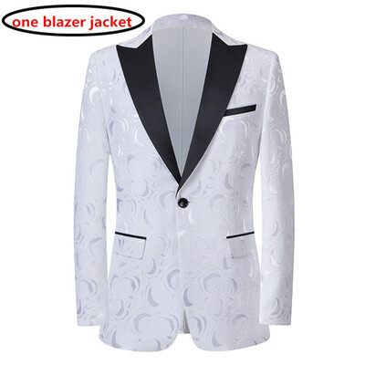 Costum Jacquard Gentleman de ultimă generație Îmbrăcăminte pentru bărbați Roșu Negru Alb Moda de lux pentru bărbați Rochie de nuntă pentru bărbați Blazer și pantaloni slim fit