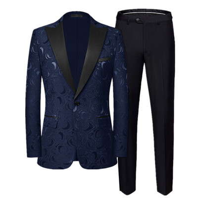 Costum Jacquard Gentleman de ultimă generație Îmbrăcăminte pentru bărbați Roșu Negru Alb Moda de lux pentru bărbați Rochie de nuntă pentru bărbați Blazer și pantaloni slim fit