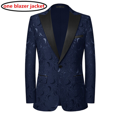 Costum Jacquard Gentleman de ultimă generație Îmbrăcăminte pentru bărbați Roșu Negru Alb Moda de lux pentru bărbați Rochie de nuntă pentru bărbați Blazer și pantaloni slim fit
