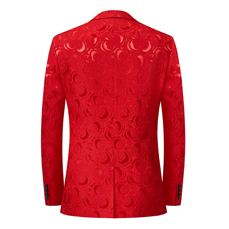 Costum Jacquard Gentleman de ultimă generație Îmbrăcăminte pentru bărbați Roșu Negru Alb Moda de lux pentru bărbați Rochie de nuntă pentru bărbați Blazer și pantaloni slim fit