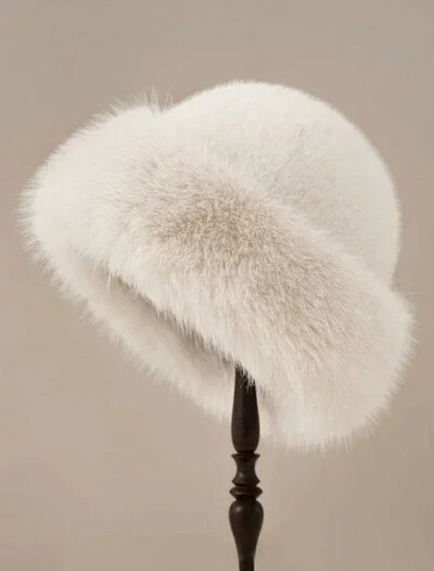 2024 Pălărie mare pufoasă cu găleată din blană artificială pentru femei Pălărie de pescar din pluș de lux Pălărie caldă de iarnă Se îngroașă, în ziua rece, cu zăpadă, șapcă Panama 2024