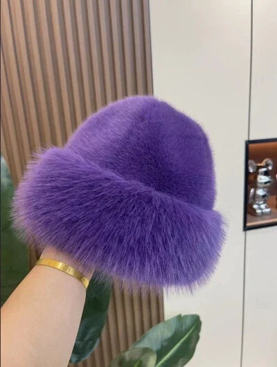 2024 Pălărie mare pufoasă cu găleată din blană artificială pentru femei Pălărie de pescar din pluș de lux Pălărie caldă de iarnă Se îngroașă, în ziua rece, cu zăpadă, șapcă Panama 2024