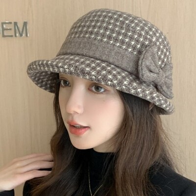 Pălărie de top pentru femei, toamnă iarnă, groasă, caldă, laminată, din pânză, șapcă de pescar de înaltă calitate, pălărie de bazin de lână