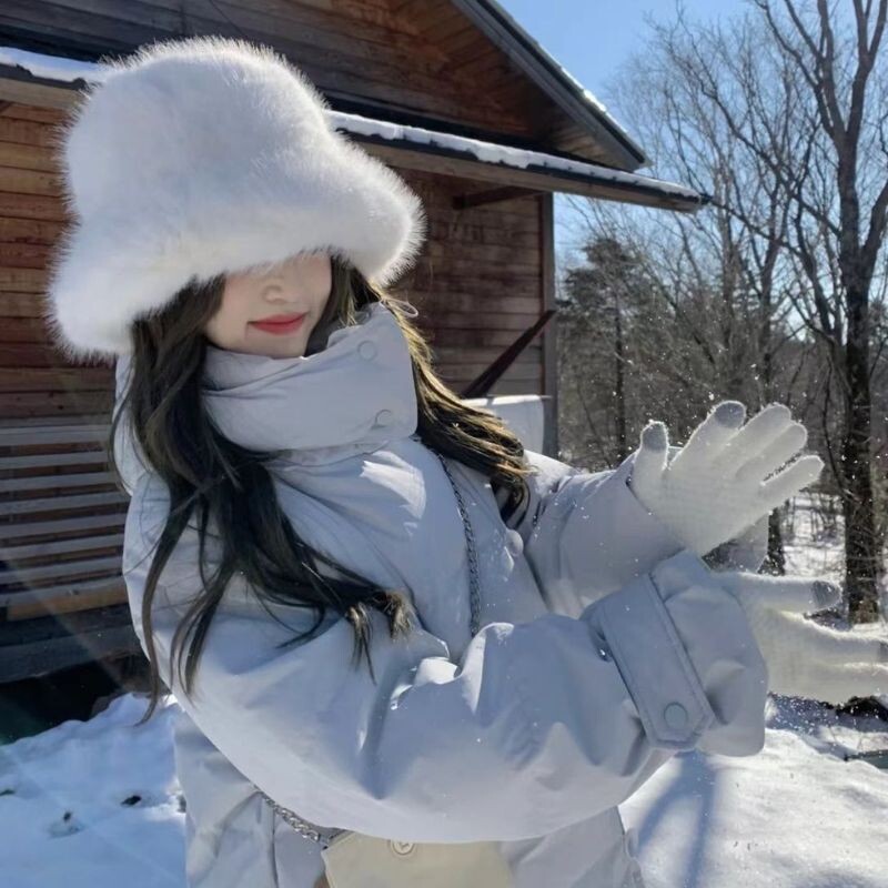 2024 Pălărie mare pufoasă cu găleată din blană artificială pentru femei Pălărie de pescar din pluș de lux Pălărie caldă de iarnă Se îngroașă, rece, ziua cu zăpadă, șapcă Panama fierbinte