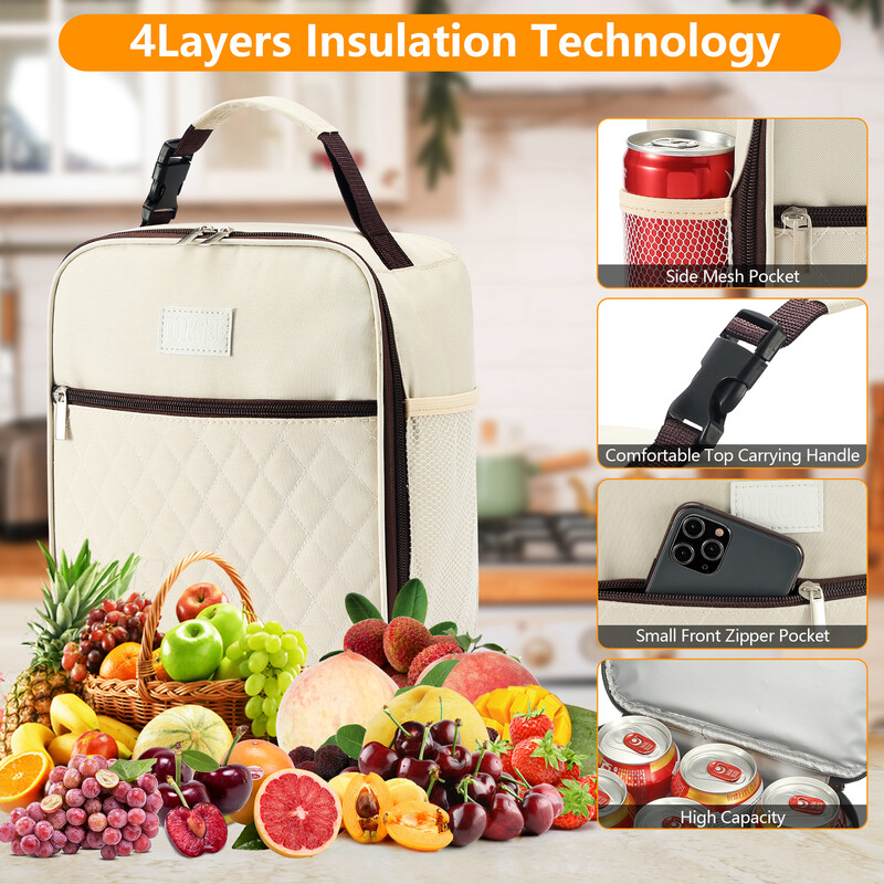 Geantă de prânz pentru femei Geantă de prânz izolată pentru bărbați adulți Geantă mică de prânz pentru munca de birou - Geantă frigorifică rezistentă la scurgeri