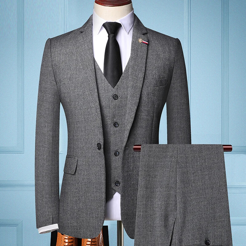 Traje De Hombre Elegante (Blazer+Vest+Pants) Moda pentru bărbați Business Casual Slim Fit Costum de afaceri de nuntă Costum de bărbat elegant 6XL