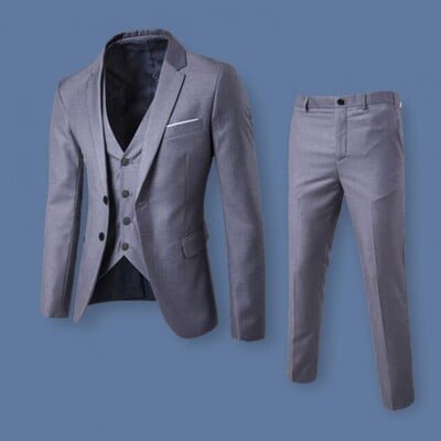 Set de costume slim fit pentru bărbați Set de costum de afaceri formal pentru bărbați elegant cu vestă, haină, pantaloni, pentru întâlniri de birou, domnișoare sau nuntă