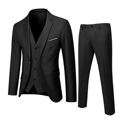 Set de costume slim fit pentru bărbați Set de costum de afaceri formal pentru bărbați elegant cu vestă, haină, pantaloni, pentru întâlniri de birou, domnișoare sau nuntă