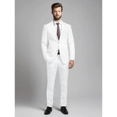 Domnilor Costume albe pentru bărbați, nuntă, elegantă, set complet, cu un singur piept, rever, smoking slim fit, costum de lux, blazer pentru bărbați