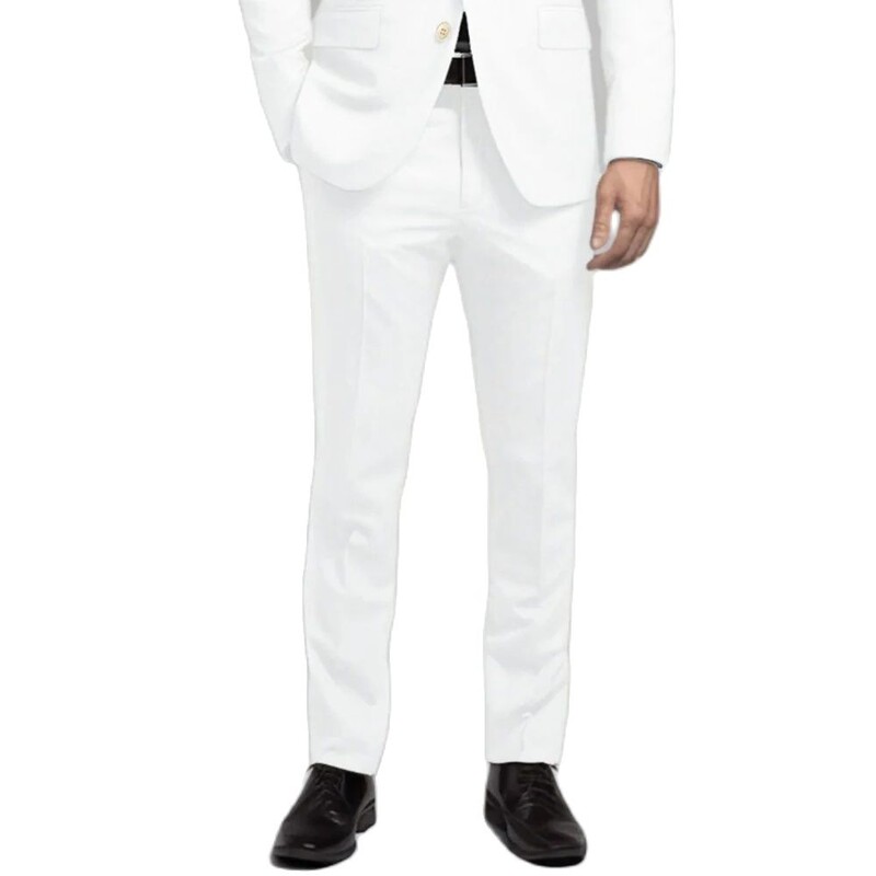 Domnilor Costume albe pentru bărbați, nuntă, elegantă, set complet, cu un singur piept, rever, smoking slim fit, costum de lux, blazer pentru bărbați