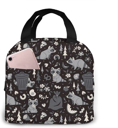 Geantă de prânz Raccoons Geanta de prânz Geantă de prânz pentru femeiBărbați Cutie de prânz Container izolat pentru prânz, mărime unică