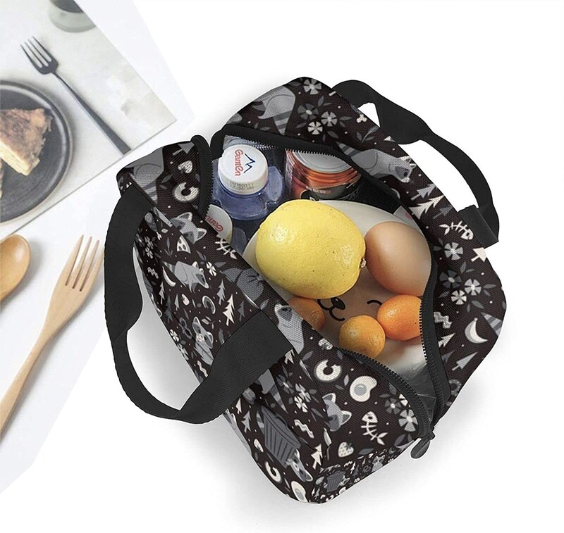 Geantă de prânz Raccoons Geanta de prânz Geantă de prânz pentru femeiBărbați Cutie de prânz Container izolat pentru prânz, mărime unică