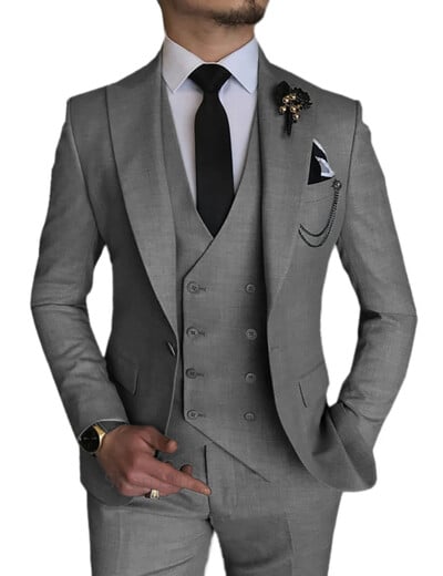 Costume de mireasă 3 piese pentru bărbați, smoking cu rever, pentru petrecere, petrecere, costum formal pentru bărbați pentru costum de mire (Blazer+Vest+Pantalon)