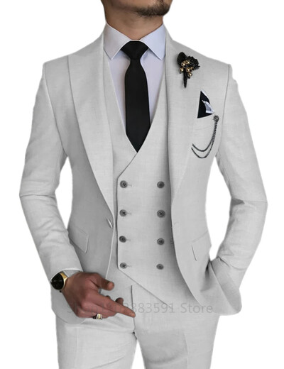 Costume de mireasă 3 piese pentru bărbați, smoking cu rever, pentru petrecere, petrecere, costum formal pentru bărbați pentru costum de mire (Blazer+Vest+Pantalon)