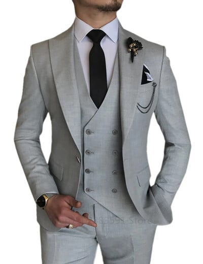 Costume de mireasă 3 piese pentru bărbați, smoking cu rever, pentru petrecere, petrecere, costum formal pentru bărbați pentru costum de mire (Blazer+Vest+Pantalon)