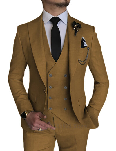 Costume de mireasă 3 piese pentru bărbați, smoking cu rever, pentru petrecere, petrecere, costum formal pentru bărbați pentru costum de mire (Blazer+Vest+Pantalon)
