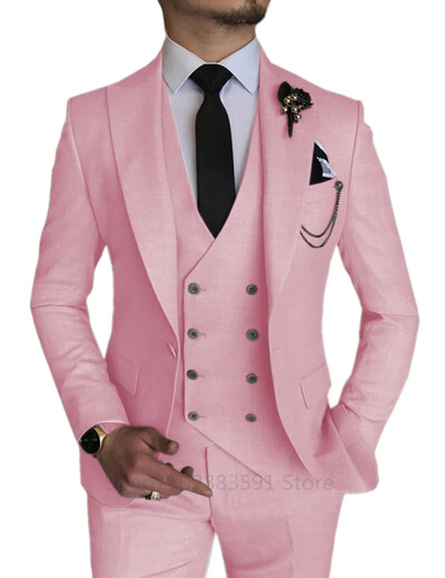 Costume de mireasă 3 piese pentru bărbați, smoking cu rever, pentru petrecere, petrecere, costum formal pentru bărbați pentru costum de mire (Blazer+Vest+Pantalon)