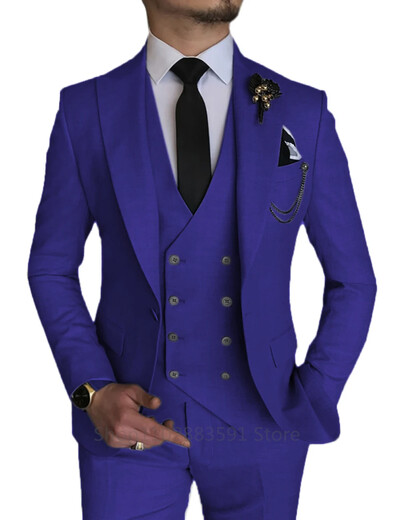 Costume de mireasă 3 piese pentru bărbați, smoking cu rever, pentru petrecere, petrecere, costum formal pentru bărbați pentru costum de mire (Blazer+Vest+Pantalon)