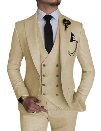 Costume de mireasă 3 piese pentru bărbați, smoking cu rever, pentru petrecere, petrecere, costum formal pentru bărbați pentru costum de mire (Blazer+Vest+Pantalon)