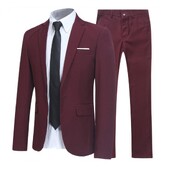 Set de costum formal elegant pentru bărbați, blazer, pantaloni, costum cu rever, nasturi formali, costum de nuntă, subțire, buzunare cu guler răsturnat Set cu un singur nasture