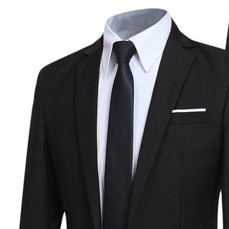 Set de costum formal elegant pentru bărbați, blazer, pantaloni, costum cu rever, nasturi formali, costum de nuntă, subțire, buzunare cu guler răsturnat Set cu un singur nasture