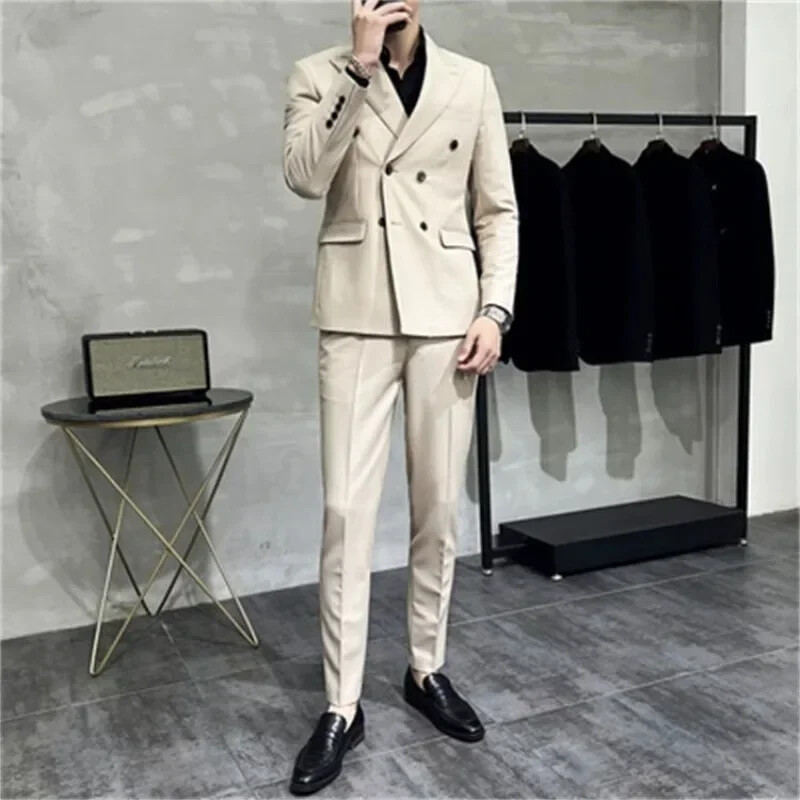 Costum complet pentru bărbați Tendințe Costume Blazer de înaltă calitate 2024 Set ținută 2 piese Bărbați Slim Fit Eleganti Pantaloni de ceremonie Gentleman
