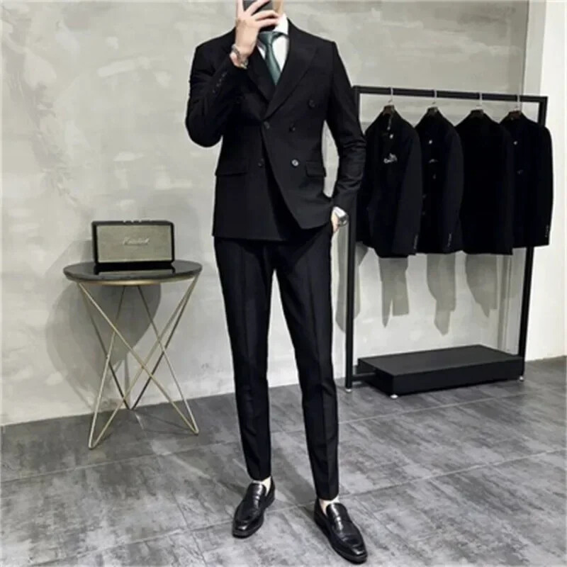 Costum complet pentru bărbați Tendințe Costume Blazer de înaltă calitate 2024 Set ținută 2 piese Bărbați Slim Fit Eleganti Pantaloni de ceremonie Gentleman