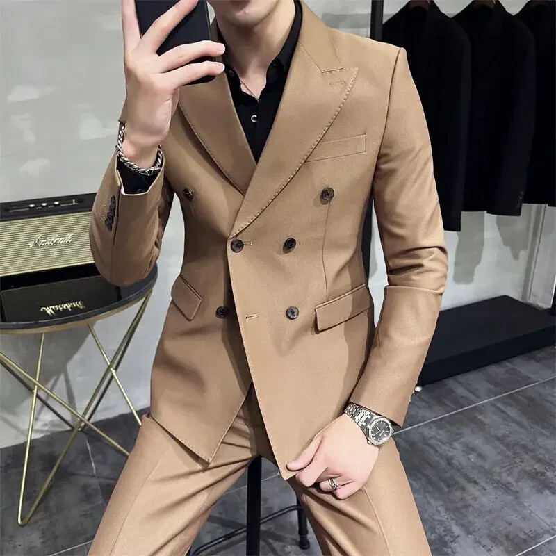 Costum complet pentru bărbați Tendințe Costume Blazer de înaltă calitate 2024 Set ținută 2 piese Bărbați Slim Fit Eleganti Pantaloni de ceremonie Gentleman