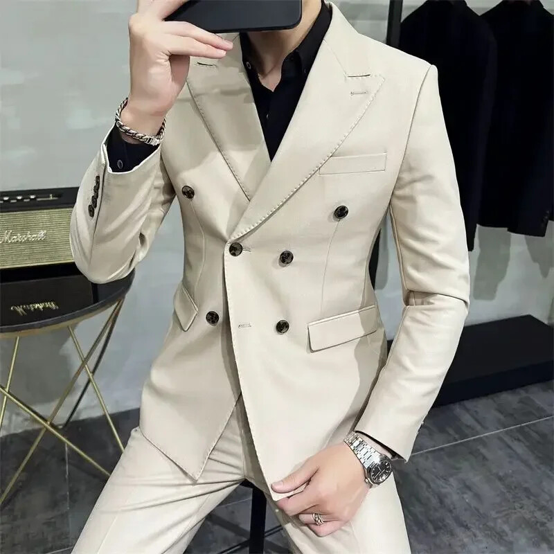 Costum complet pentru bărbați Tendințe Costume Blazer de înaltă calitate 2024 Set ținută 2 piese Bărbați Slim Fit Eleganti Pantaloni de ceremonie Gentleman
