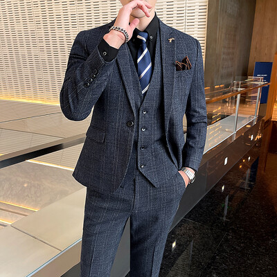 Novo eksplozivno jednoredno poslovno + vjenčanje + odijelo za kumove Britanski stil Trodijelna individualna udobna muška odjeća