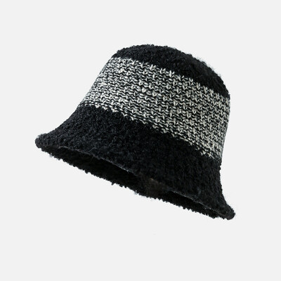 Pălărie de găleată tricot pentru femei, toamnă iarnă, centură pentru cap mare, culoare uni, șapcă de pescar caldă, cu senzație premium, din lână, în aer liber M571