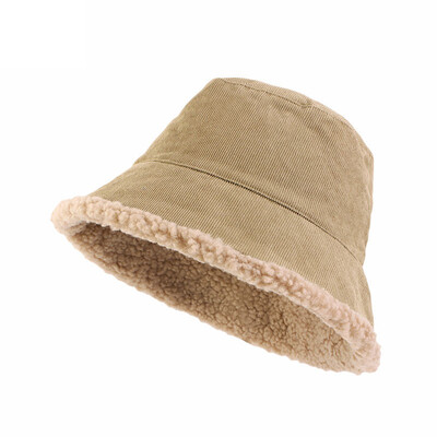 Reverzibilni šešir od umjetnog krzna Ženske zimske ribarske kape od samta Bob kapa od flisa od janjeće vune, debela panama kapa s poklopcem na vjetru otporna na vjetar