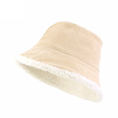 Reverzibilni šešir od umjetnog krzna Ženske zimske ribarske kape od samta Bob kapa od flisa od janjeće vune, debela panama kapa s poklopcem na vjetru otporna na vjetar