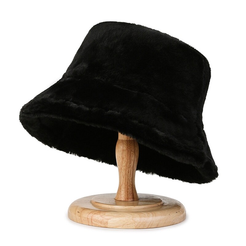 Pălărie cu găleată din blană pufoasă pentru femei de modă, iarnă, caldă, moale, de pluș, pescar, pălărie Panama, femeie, vintage, cu capotă de soare, viziere Gorro