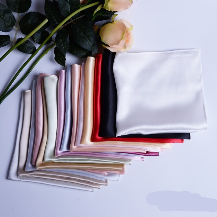 100% čista svila 16 momme saten svila Četvrtasti rupčić Muška džepna maramica 13"x13" WJ006